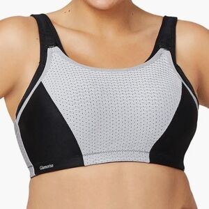 GLAMORISE Custom Control Wire-Free Sports Bra Size 36I Black/Gray Athletic